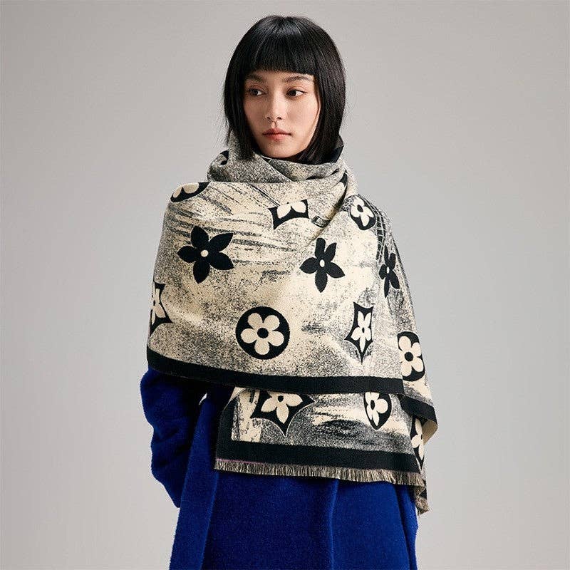 Cashmere-Like Horse Print Warm Scarf